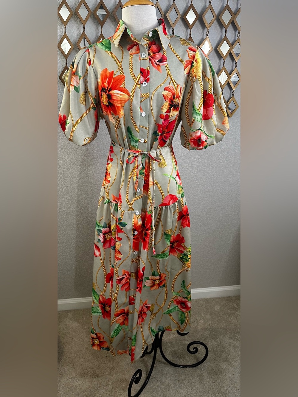 NWT Endless Moon "Tropic Thread" Drop-Waist Midi Dress – - Picture 4 of 8